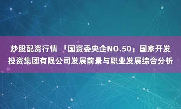 炒股配资行情 「国资委央企NO.50」国家开发投资集团有限公司发展前景与职业发展综合分析